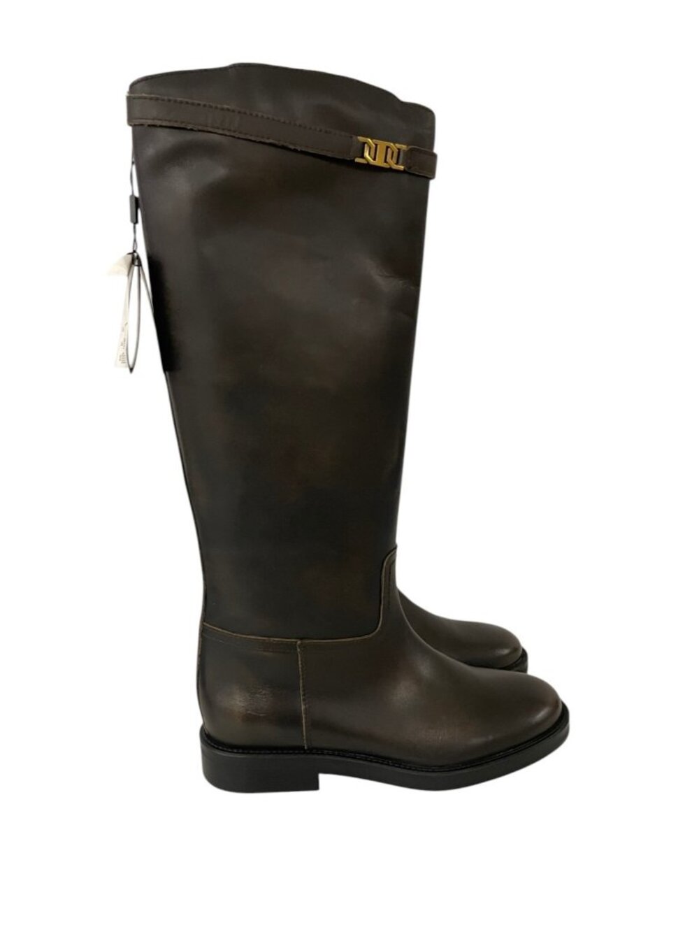 Massimo Dutti Womens Leather Riding Boots Size EU 39 US 8 Brown 1002/650 NWOB